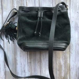 Green suede crossbody bag